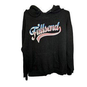 Fullsend Black Hoodie With USA Flag Font Kangaroo Pocket Independent Trading Co